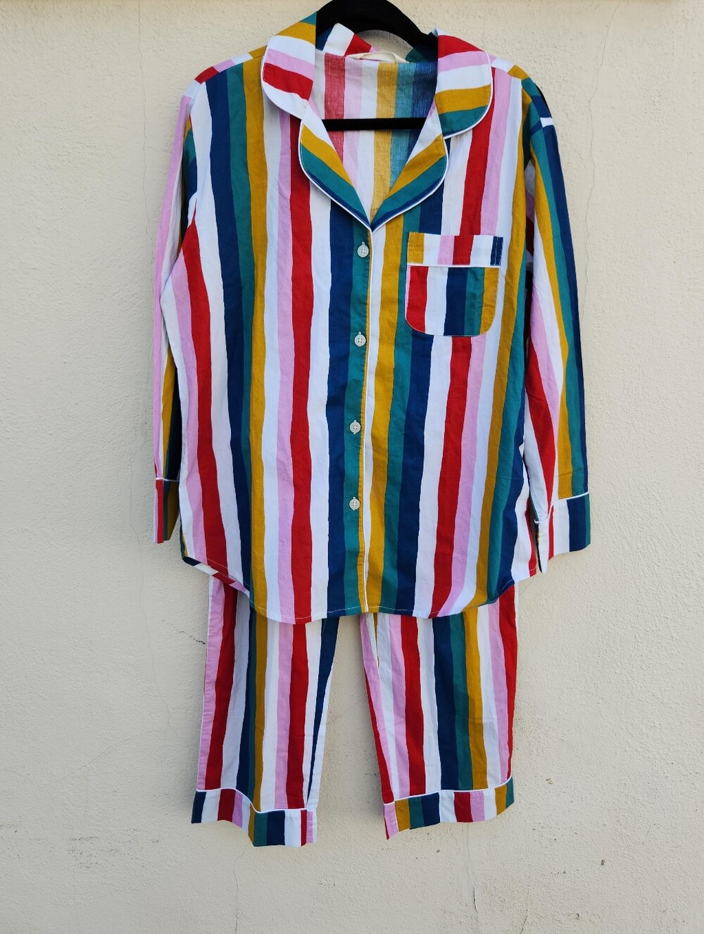 Anthropologie PRINTFRESH 100% Organic Cotton Striped Pajama Set Mutli - Picture 2 of 9